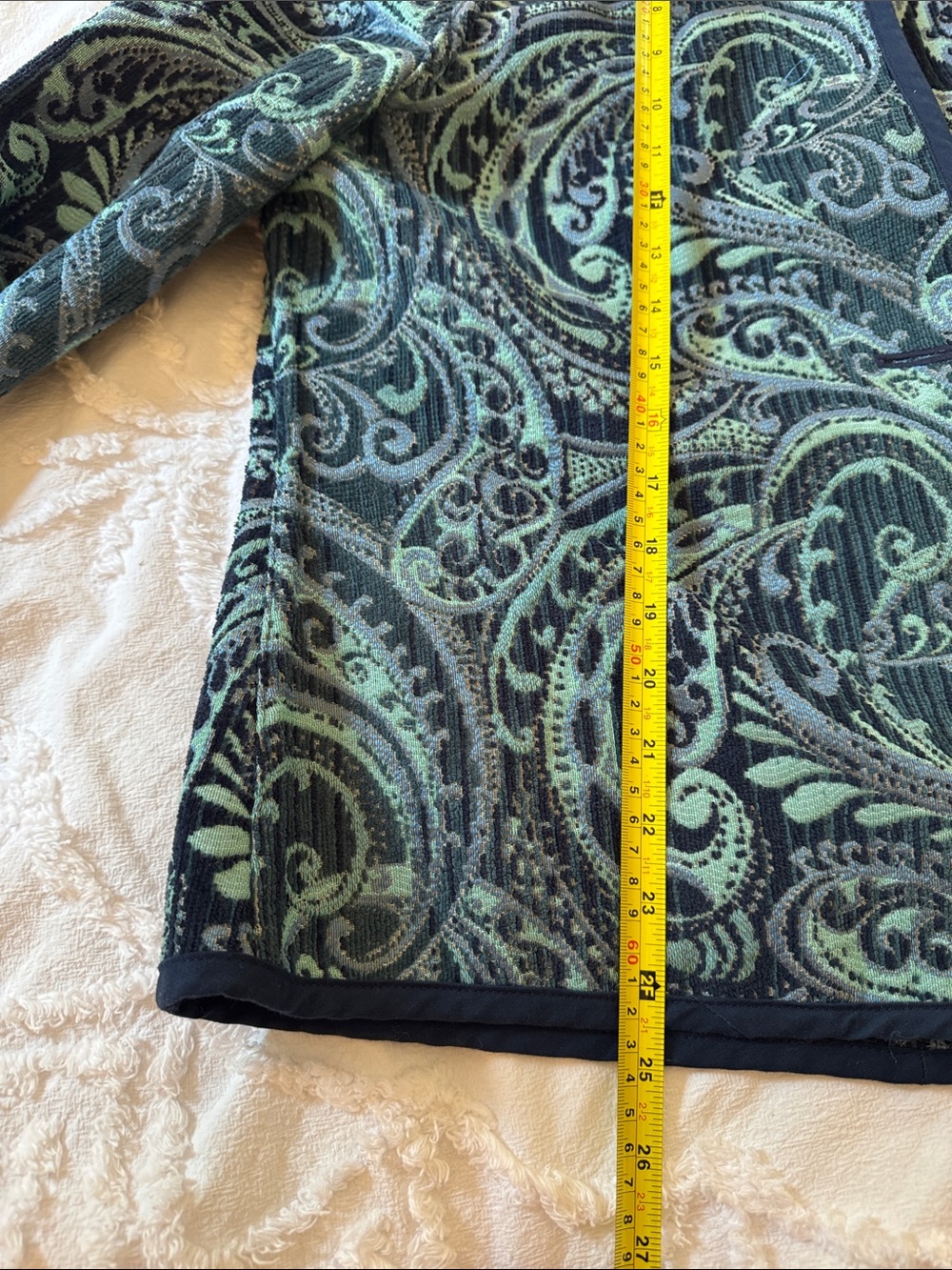 Women's Paisley Quilted Artisan Jacket - Navy & Mint - Picture 7 of 8